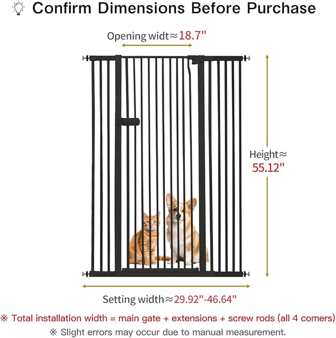 Lumizone Extra Tall Cat Gate 55.12" High Pressure Mounted Extra Wide 2025 New - Image 2