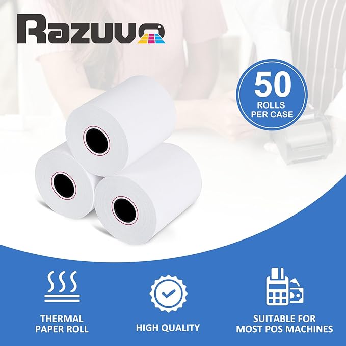2 1/4 X 85 Thermal Receipt Paper Rolls- Fits All Pos Cash Registers, - Image 3