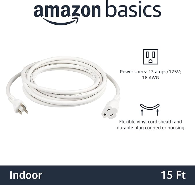 Amazon Basics Extension Cord, 13 Amps, 15 Foot - Image 2