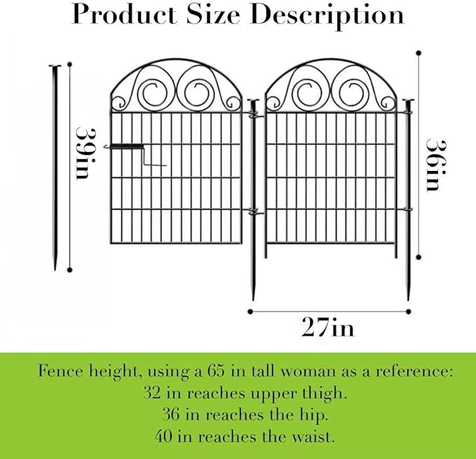 Tall Garden Fence with Gate, 36 Inch 4 Panels Dog Fence Outdoor - Image 2