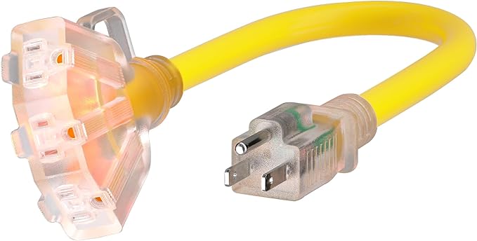 1 FT 12/3 Gauge Outdoor Extension Cord by PlugSaf