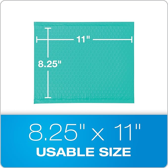 Quality Park Bubble Mailers, 8.25 x 11 Shipping Envelopes, Water Resistant Teal - Image 6