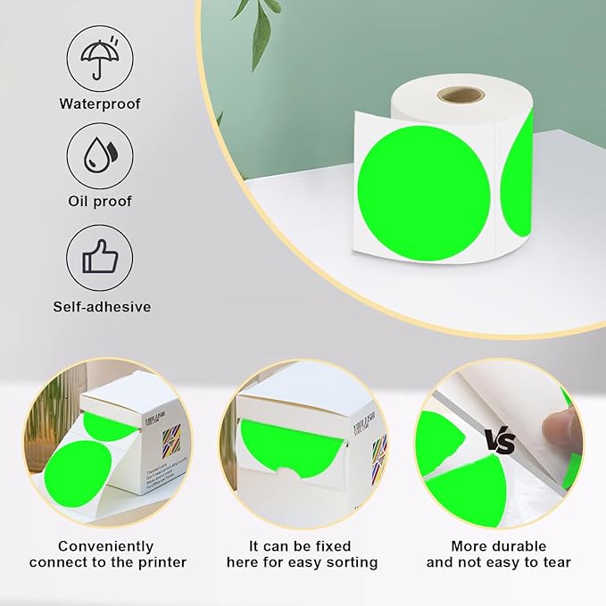 3 X 3 Inch Color Coding Dot Labels Circle Thermal Printable Waterproof 500 Pcs - Image 4