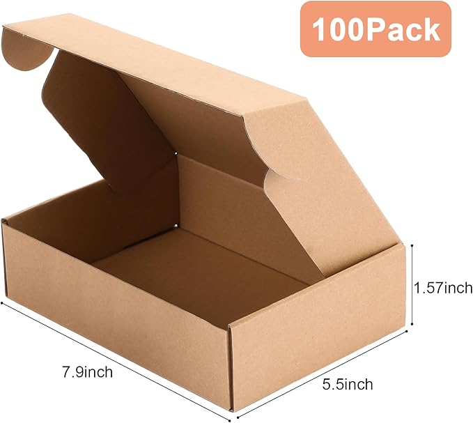 Qilery 100 Pcs Shipping Boxes Cardboard Gift Corrugated Cardboard Brown Boxes - Image 2