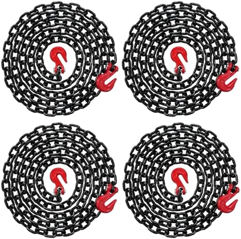 4PK - Falcon Cargo 1/2" X 20' Grade 80 Transport Binder Chain - 12,000 LBS WLL - Clevis Grab Hook, Tie-Down, Towing by Falcon+Cargo