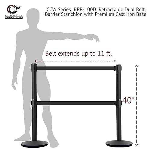 Crowd Control Warehouse CCW Set of 2 Dual Retractable Belt Barrier Stanchion - Image 3