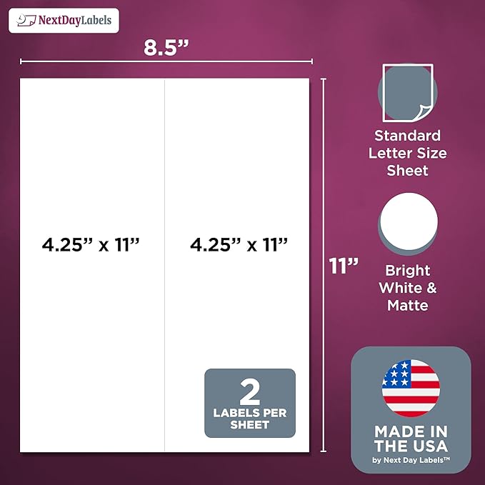 NextDayLabels – 4-1/4" x 11" Rectangular Sticker Labels - Image 2