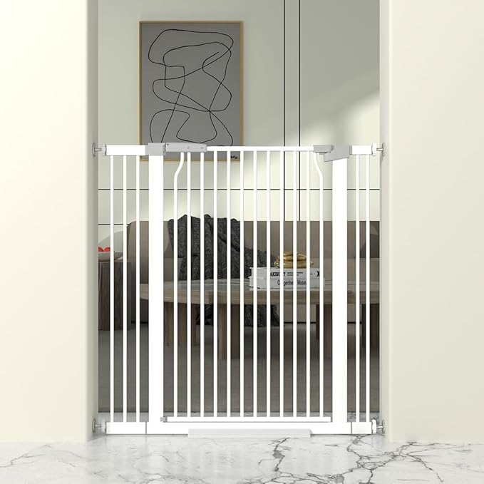 41" Extra Tall Baby Gate for Doorway, 29.6-40.5'' Metal Pet Baby Safe Gate by THEYFIRST