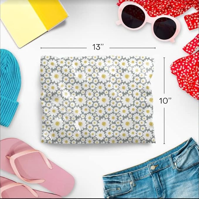 10x13 Poly Mailers – Daisy Floral – Waterproof, Tear-Resistant Shipping Bags - Image 2