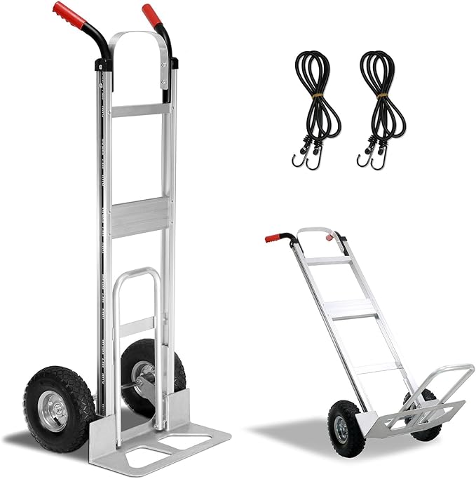 Aluminum Hand Truck 600 LBS Capacity, Handle Heavy Duty Industrial Dolly by THDUGG