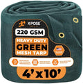 Xpose Safety Heavy Duty Green Mesh Tarp 4' x 10' – 70% Sunblock Shade Cloth with Grommets for Garden, Fence, Privacy Screen, Canopies, Dump Trucks, Pool Cover – Tear & Weather Resistant by XposeSafety