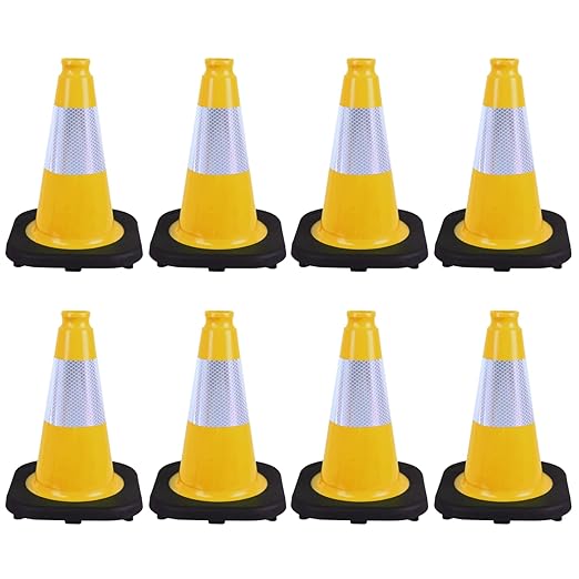 8 Pack 12 Inch Yellow Traffic Cones by OranclUS