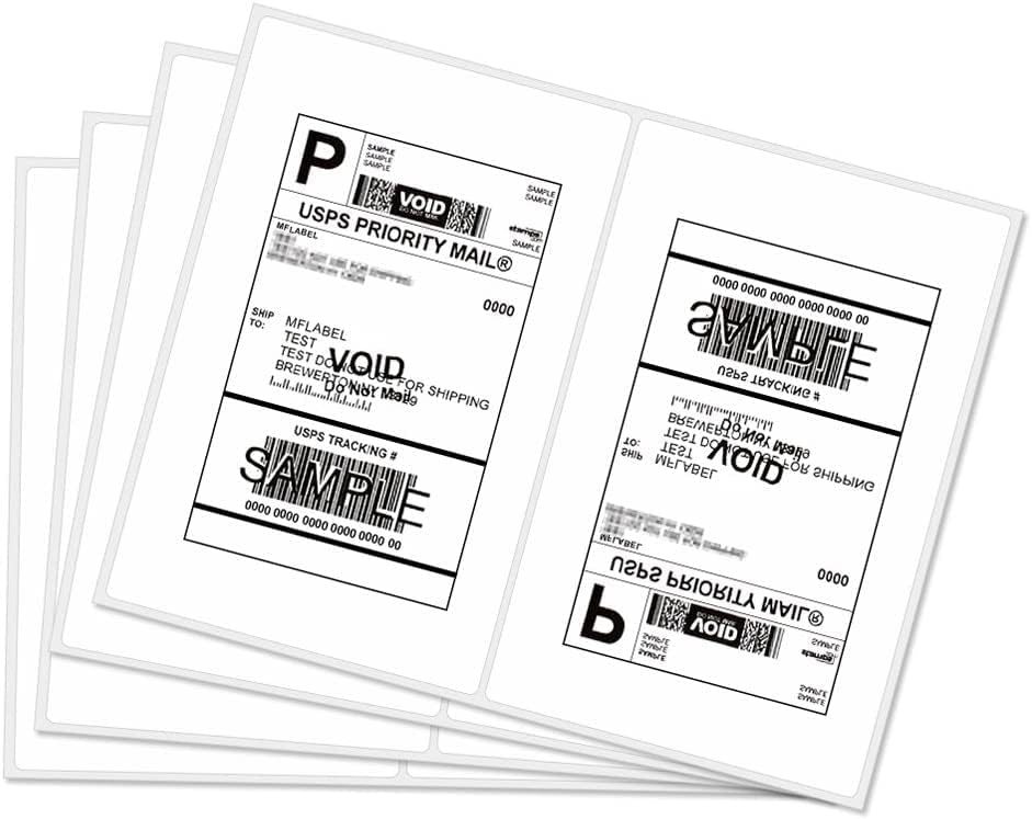 MFLABEL Half Sheet Shipping Labels 2-Pack (1000 Labels) - 8.5"x5.5" Round Corner for Laser/Inkjet Compatible Labels/Free Fragile Stickers by MFLABEL