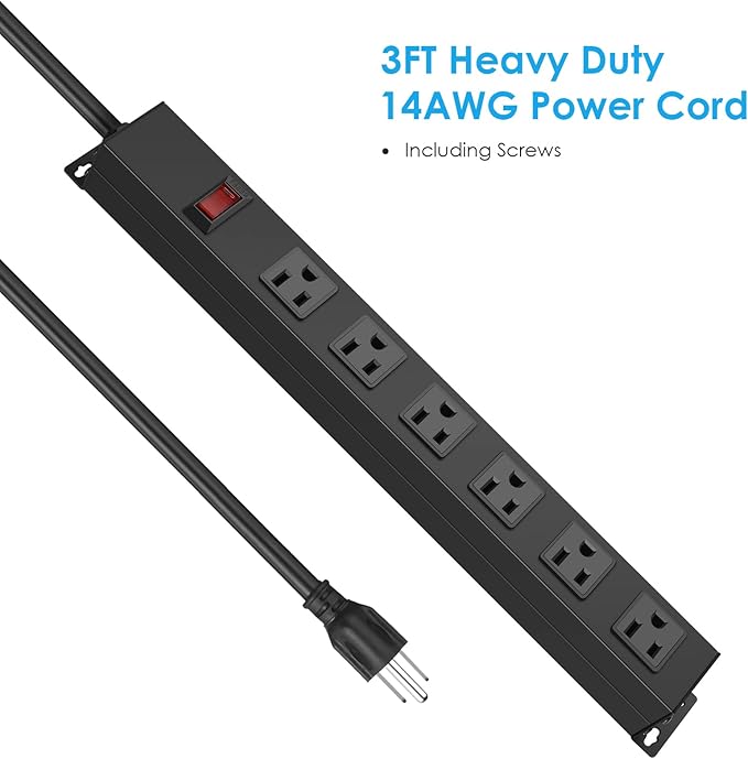4Pack Metal Wall Mount Power Strip, Mountable Power Outlet - Image 3