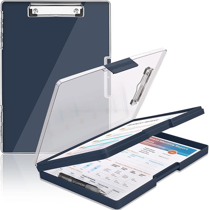 Clipboard with Storage, Heavy Duty Clip Boards 8.5x11 with 2 Storage Case by SFLHHDM