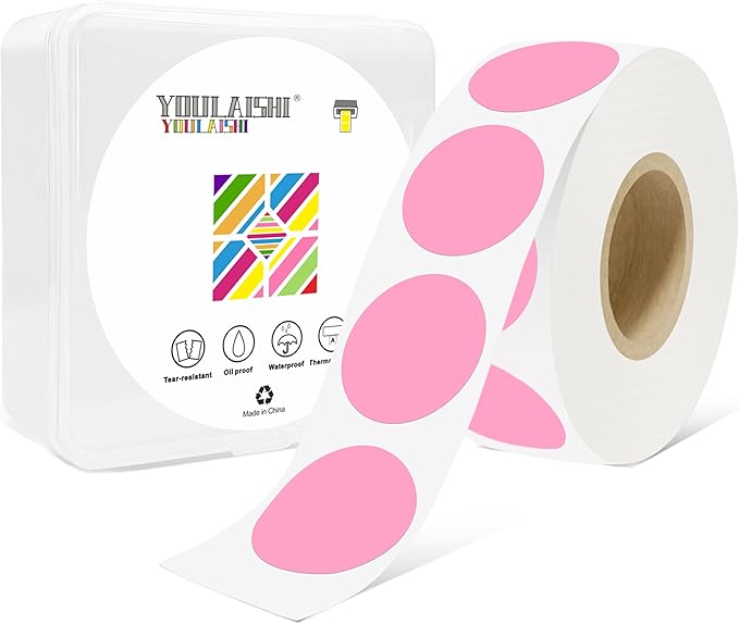 1 Inch Circle Dot Stickers 1000 PCS Color Coding Thermal Labels Dots Writable by YOULAISHI