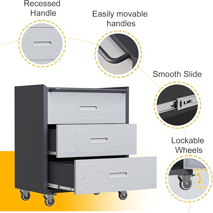 3 Drawers Metal Tool Storage Cabinet - Image 4