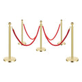 6Pcs Gold Stanchion Posts with Red Velvet Ropes, Crowd Control Barriers by KREIAOER