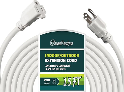 15 FT 12 Gauge Extension Cord Outdoor, Heavy Duty Weatherproof & Flame by GreenProsper