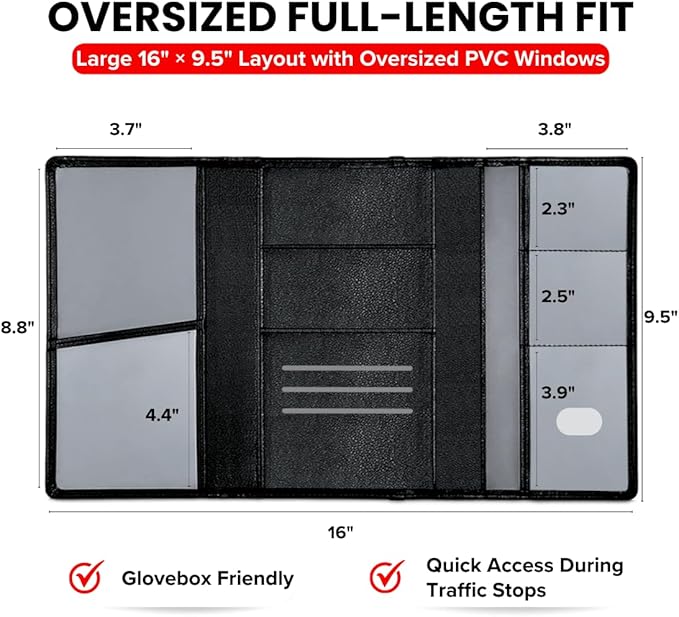 LINTRU Car Registration and Insurance Holder Trifold, Oversized Fit - Image 2