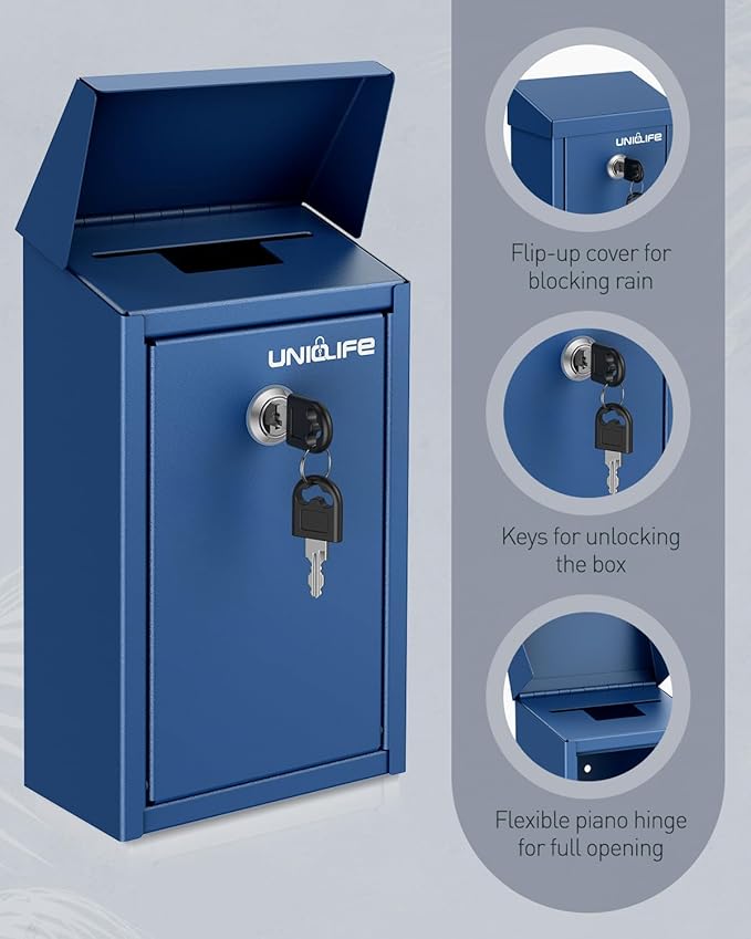 Uniclife Key Drop Box for Outside, Safe Suggestion Boxes, Wall Mounted Mailbox - Image 4