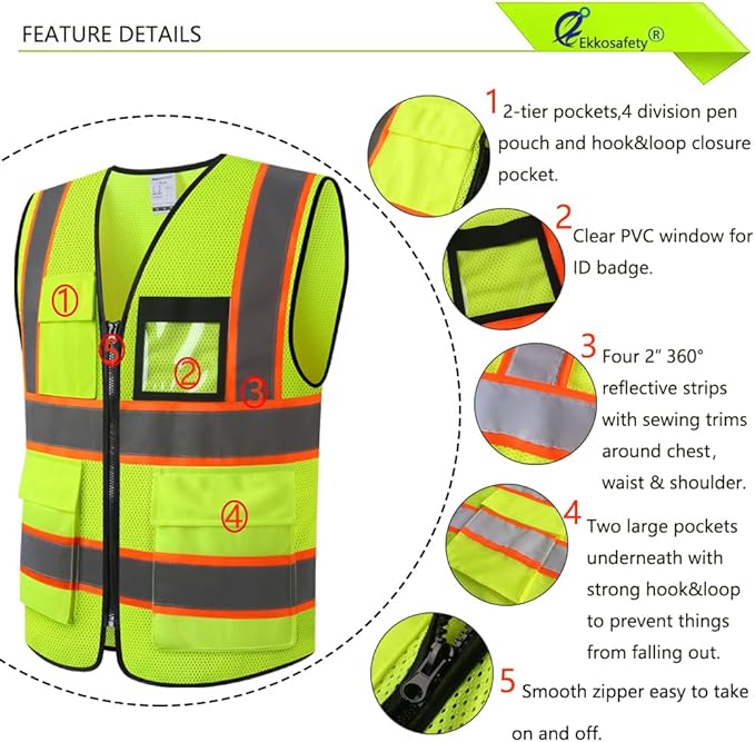 Reflective Mesh Safety Vest for Men Women - Image 2