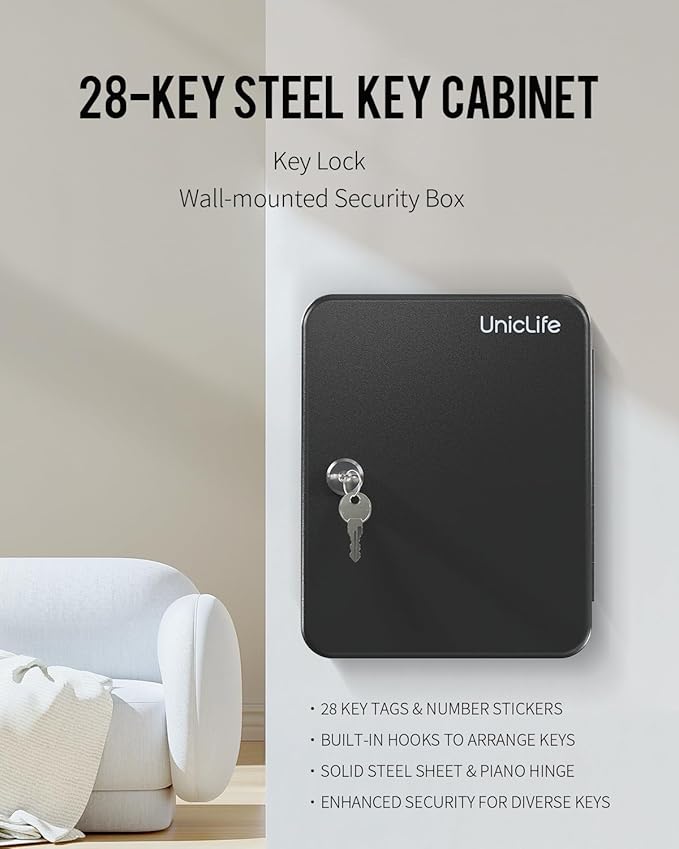 Uniclife Steel Key Cabinet Wall Mounted Organizer - Image 8