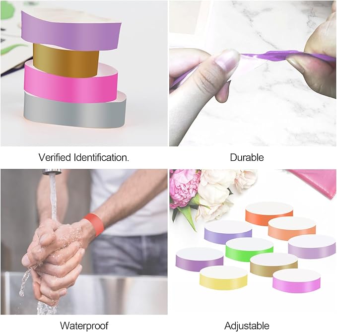 2400 Packs Paper Wristbands for Events, 12 Colors Waterproof Neon Party - Image 3