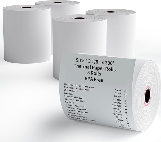 3 1/8" x 230' Thermal Receipt Rolls, Cash Register POS Thermal Paper Rolls by MultiLabel