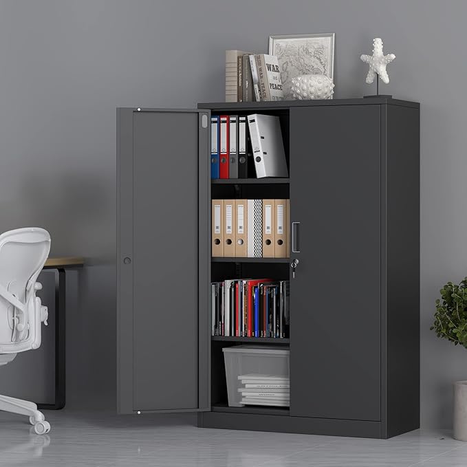 Metal Storage Cabinet with Locking Doors and 3 Adjustable Shelves, 53.5-Inch - Image 4