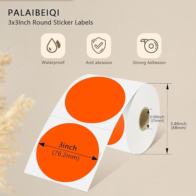 3X3 Inch Round Thermal Labels Circle Color Coding Labels Printable Waterproof - Image 3
