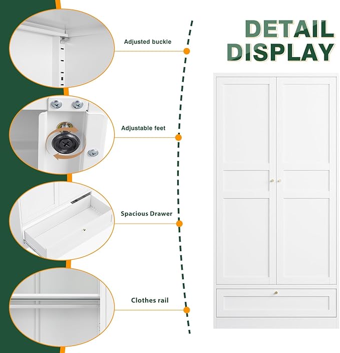 Letaya Wardrobe Closet, Bedroom Armoire Cabinet Clothes Organizer - Image 4