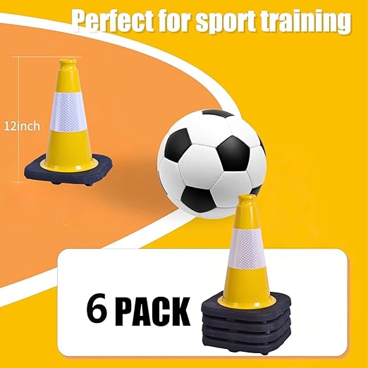 BESEA 6Pack 12 Inch Yellow Traffic Cones - Image 7