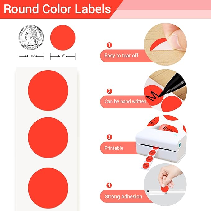 1 Inch Circle Dot Stickers 4000PCS Color Coding Thermal Labels Dots Writable - Image 3