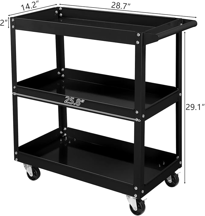 TUFFIOM 3 Tier Rolling Tool Cart, 330 Lbs Capacity, - Image 8