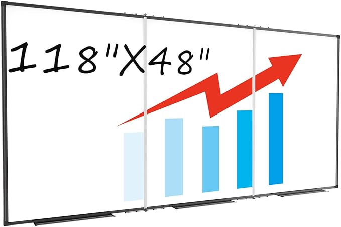 Large White Board for Wall, Magnetic Dry Erase Whiteboard, Foldable 118x48 by AllAreN