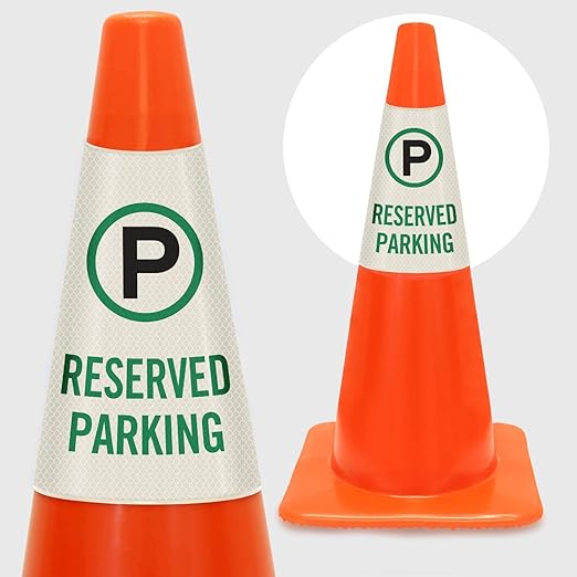 SmartSign 6-Pack 'Reserved Parking' Reflective Cone Message Sleeve Collar - Image 2