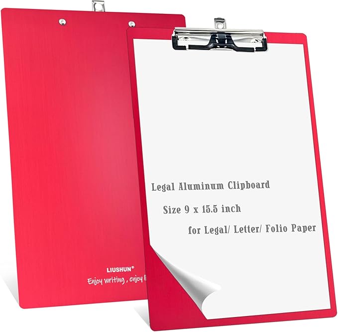 Legal Aluminum Clipboard Metal w/Stainless Hangable Pen Holder Writing Low by Liushun