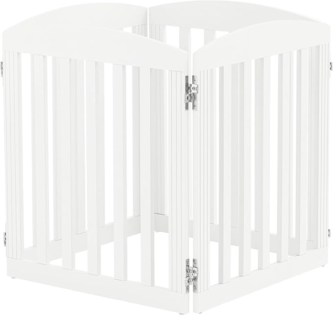 SPIRICH 96" Extra Wide 28" Tall Wooden Freestanding Foldable Dog Gate, Pet Gate - Image 5