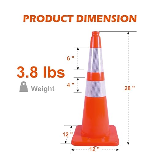 Traffic Safety Cones with Reflective Collars, Restorable Parking Cones - Image 2
