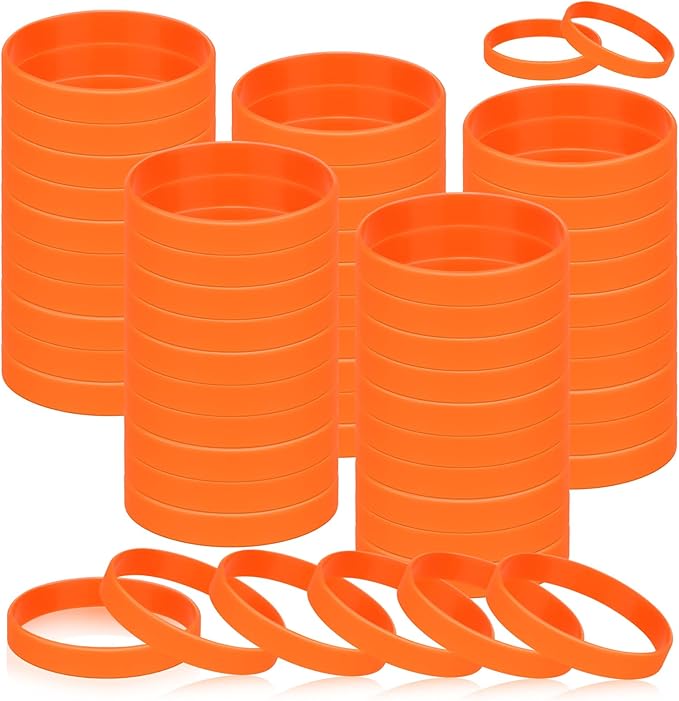 Rubber Bracelets Silicone Wristbands Unisex 100 Count, Sport Stretch Elastic by SpecializeinSolarLight