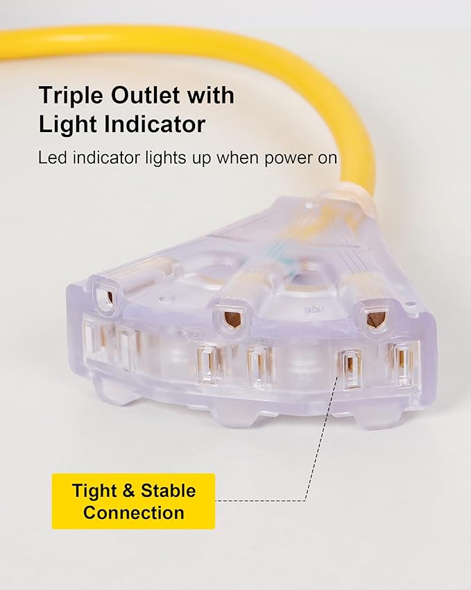 65FT Retractable Extension Cord Reel, 12AWG/3C SJTOW Heavy Duty Power Cord - Image 6