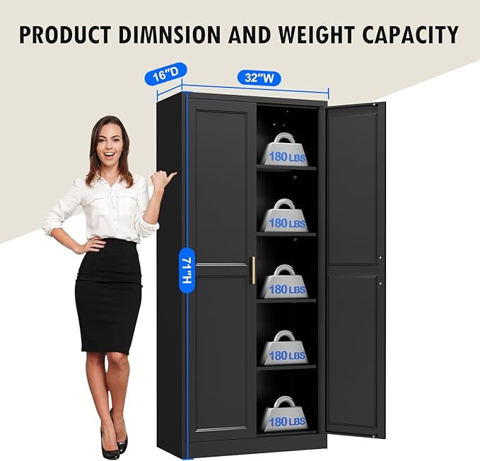 Pantry Cabinet, 71 Inch Tall Kitchen Storage Cabinet, Metal Pantry Cabinet - Image 3