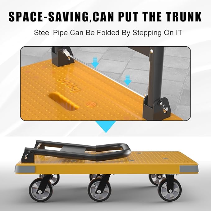 WUD Push Cart, Folding Mobile Platform Trolley, Thickened and Reinforced - Image 5
