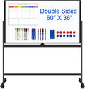 Large Rolling White Boards on Wheels 60 X 36 Inches Magnetic Dry Erase Board by CALENBO