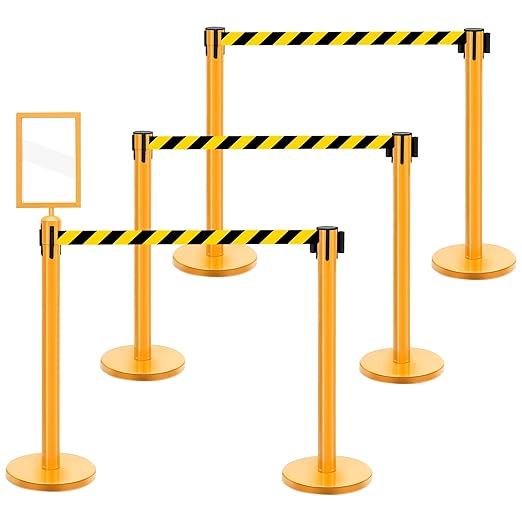 Therwen 6 Pack Heavy Duty Crowd Control Stanchions 9.8 ft Stainless Steel by Therwen