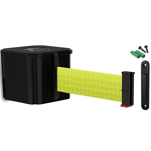 WM412 Retractable Belt Wall Mounted Smooth Black Crowd Control Barrier and by Visiontron