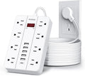 Extension Cord Power Strip Surge Protector 15 Ft, HUNIAN Flat Plug by HUNIAN