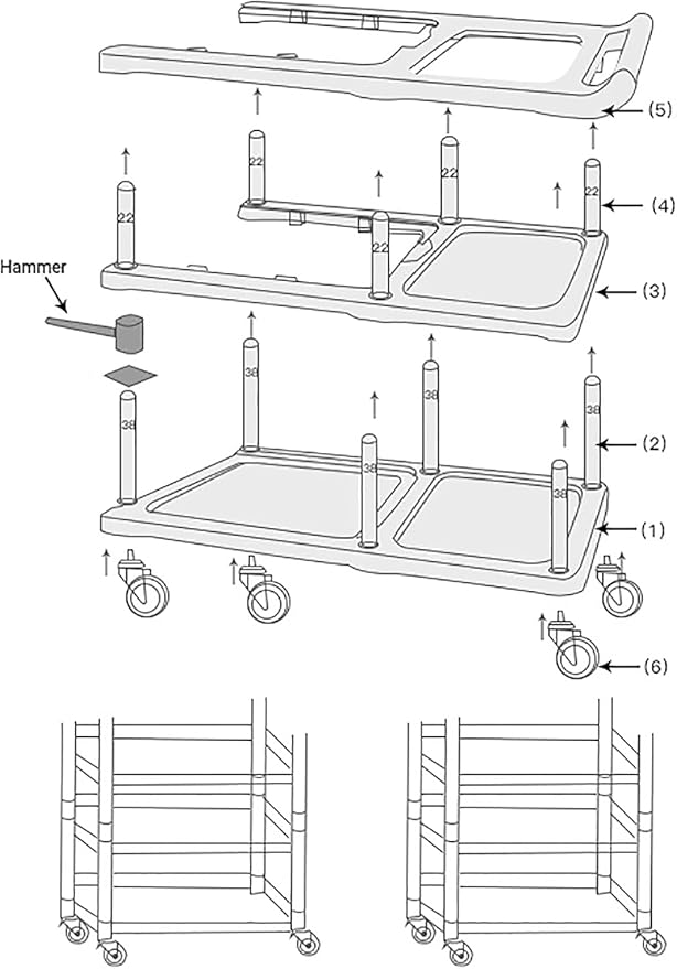 ZQZ-Store Storage Cart 3 Tier Heavy Duty Commercial Grade Utility Cart - Image 9