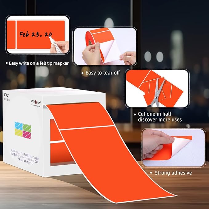 PARLAIM 5" x 3" Rectangle Color Coding Labels, 500 per Inventory Labels Color - Image 3